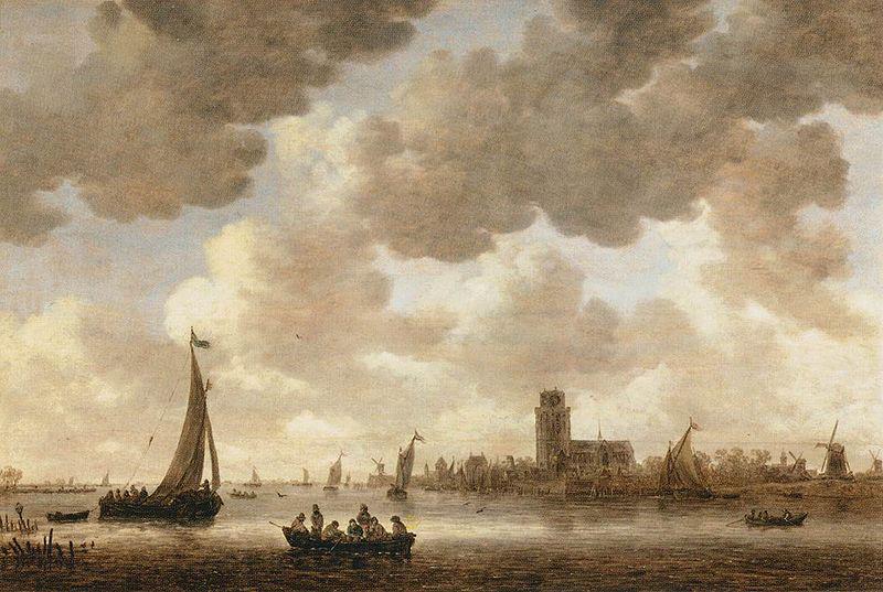 Jan van Goyen The Meuse at Dordrecht with the Grote Kerk. Norge oil painting art